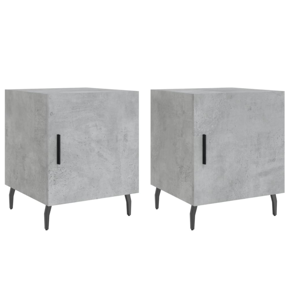 vidaXL Κομοδίνα 2 τεμ. Γκρι Σκυροδέμ. 40 x 40 x 50 από Επεξεργ. Ξύλο