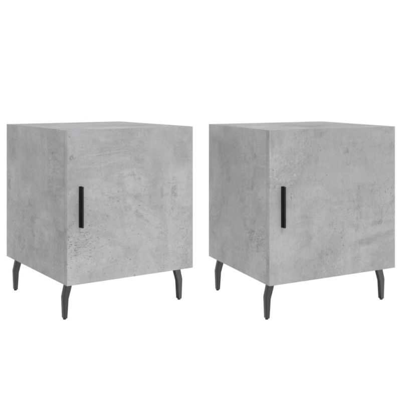 vidaXL Κομοδίνα 2 τεμ. Γκρι Σκυροδέμ. 40 x 40 x 50 από Επεξεργ. Ξύλο