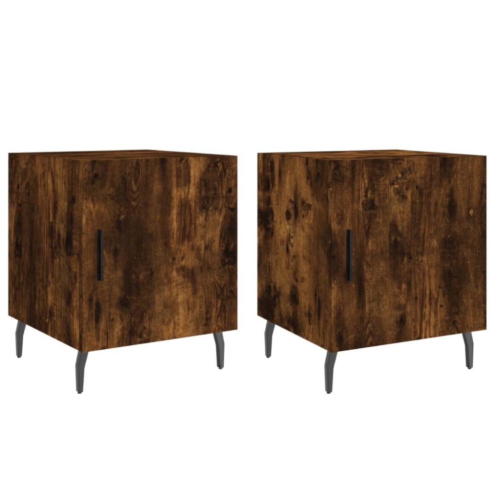 vidaXL Κομοδίνα 2 τεμ. Καπνιστή Δρυς 40x40x50 εκ. από Επεξεργ. Ξύλο
