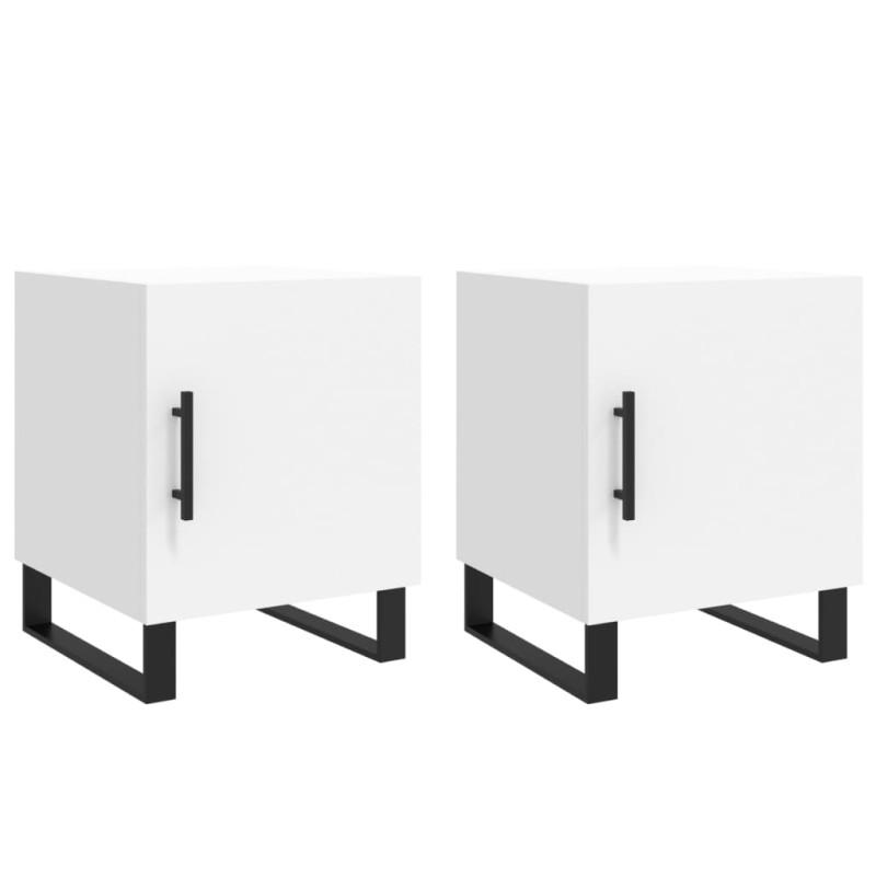 vidaXL Κομοδίνα 2 τεμ. Λευκά 40 x 40 x 50 εκ. από Επεξεργασμένο Ξύλο