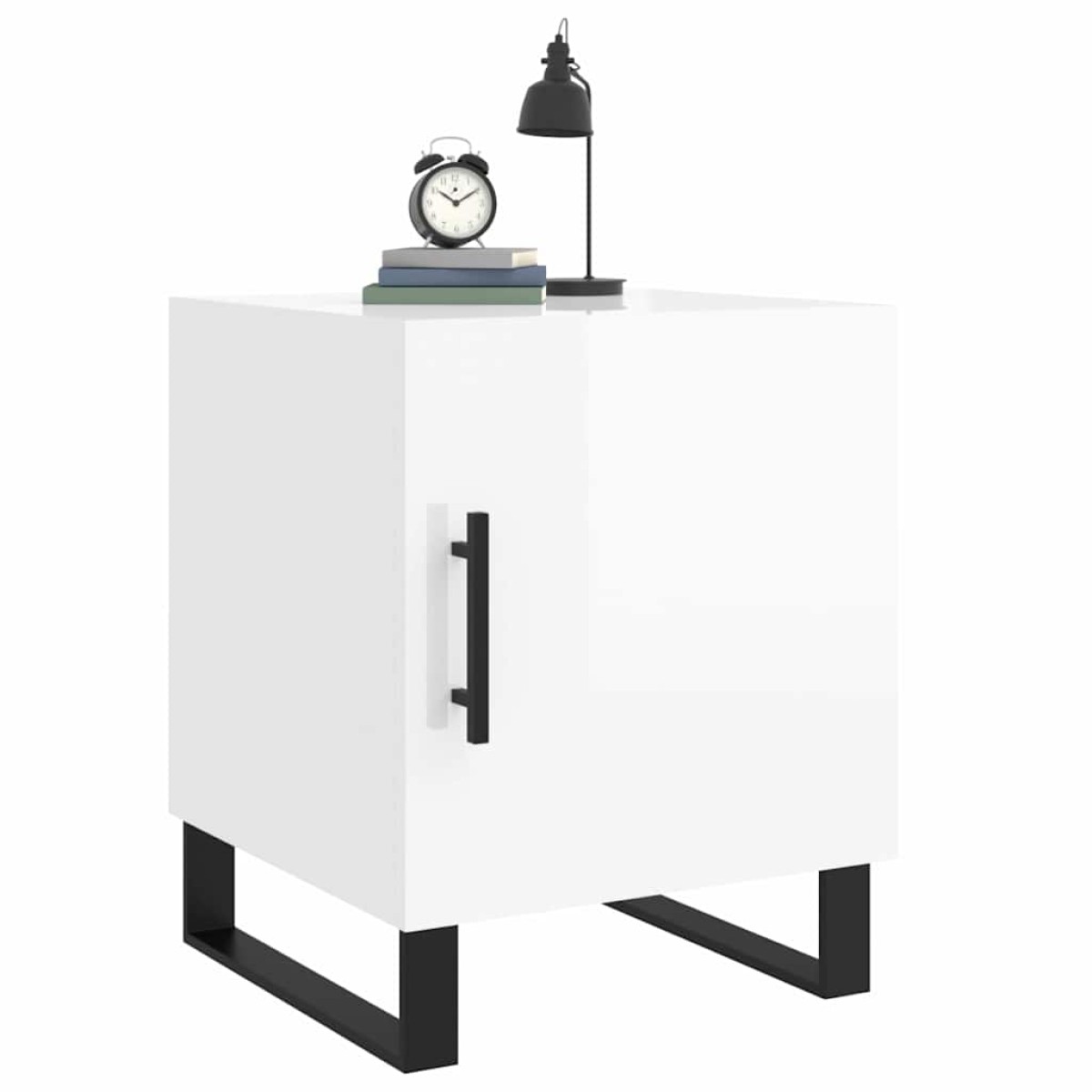 vidaXL Κομοδίνα 2 τεμ. Γυαλ. Λευκό 40 x 40 x 50 εκ. από Επεξεργ. Ξύλο