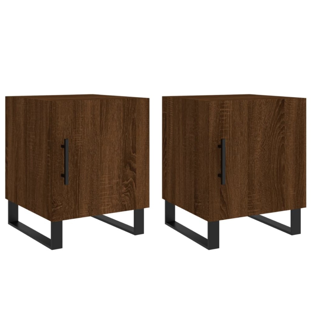 vidaXL Κομοδίνα 2 τεμ. Καφέ Δρυς 40 x 40 x 50 εκ. από Επεξεργ. Ξύλο