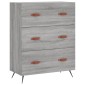 vidaXL Συρταριέρα Γκρι Sonoma 69,5 x 34 x 90 εκ. από Επεξεργ. Ξύλο