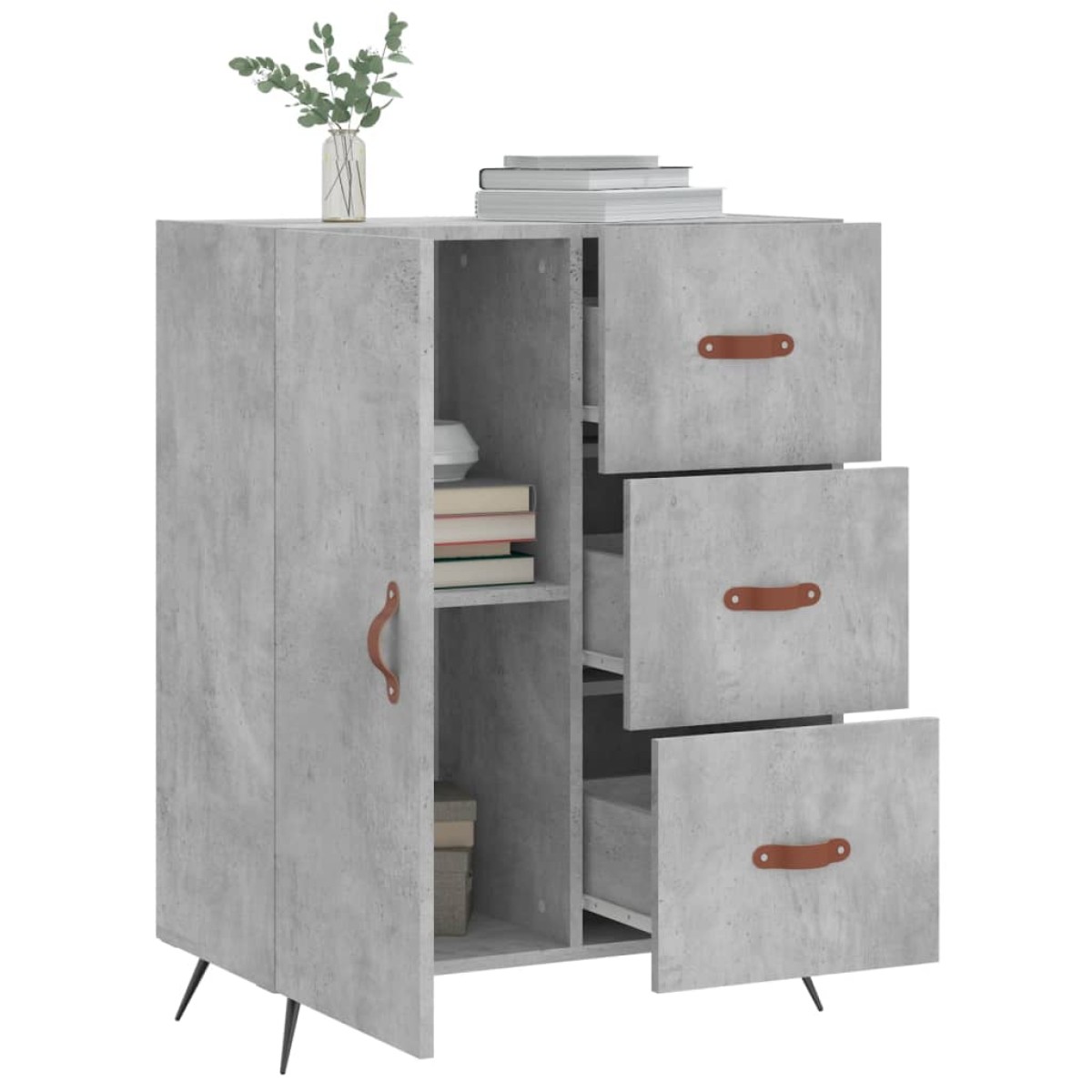 vidaXL Ντουλάπι Γκρι Σκυροδέματος 69,5x34x90 εκ. Επεξεργασμένο Ξύλο