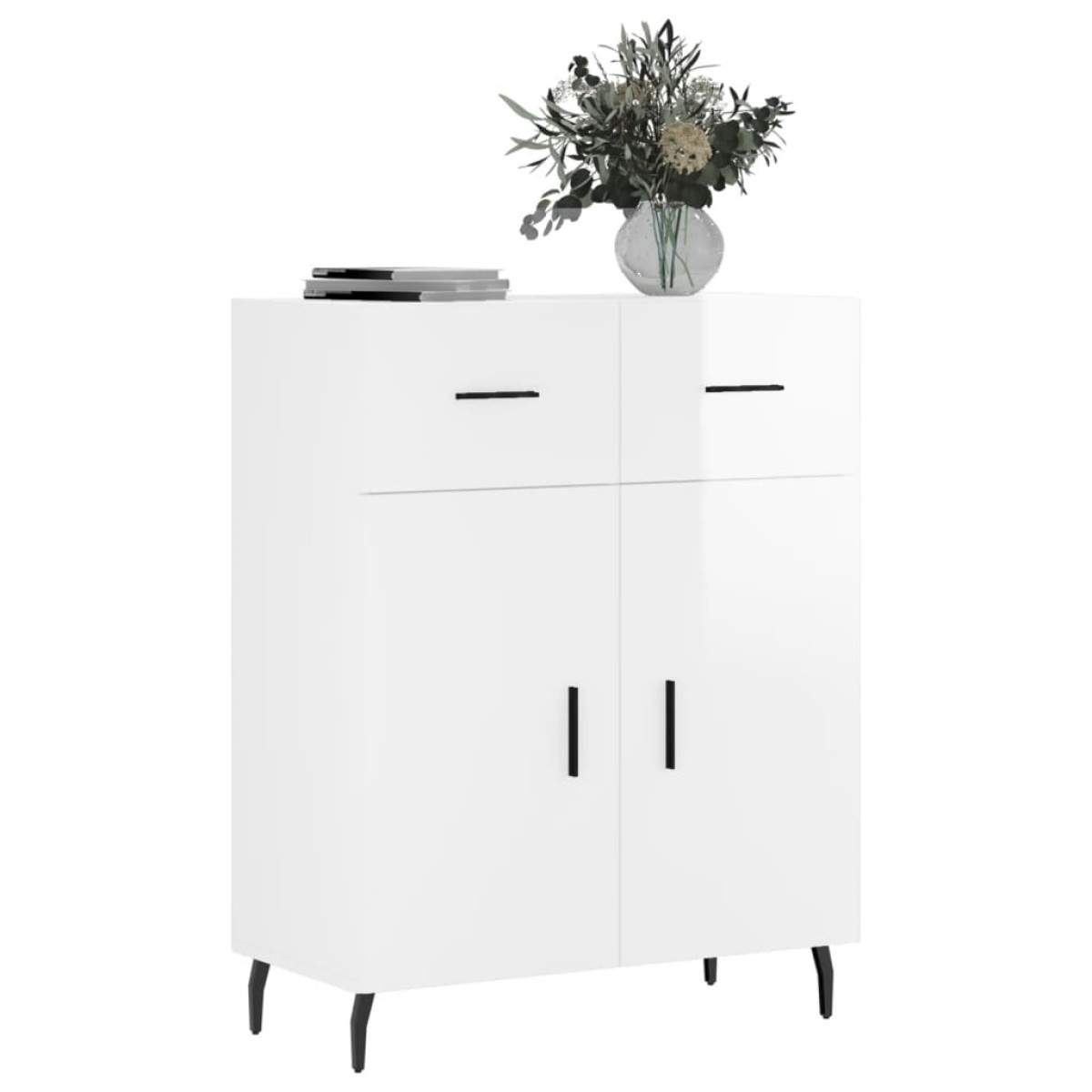 vidaXL Ντουλάπι Γυαλιστερό Λευκό 69,5x34x90 εκ. Επεξεργασμένο Ξύλο