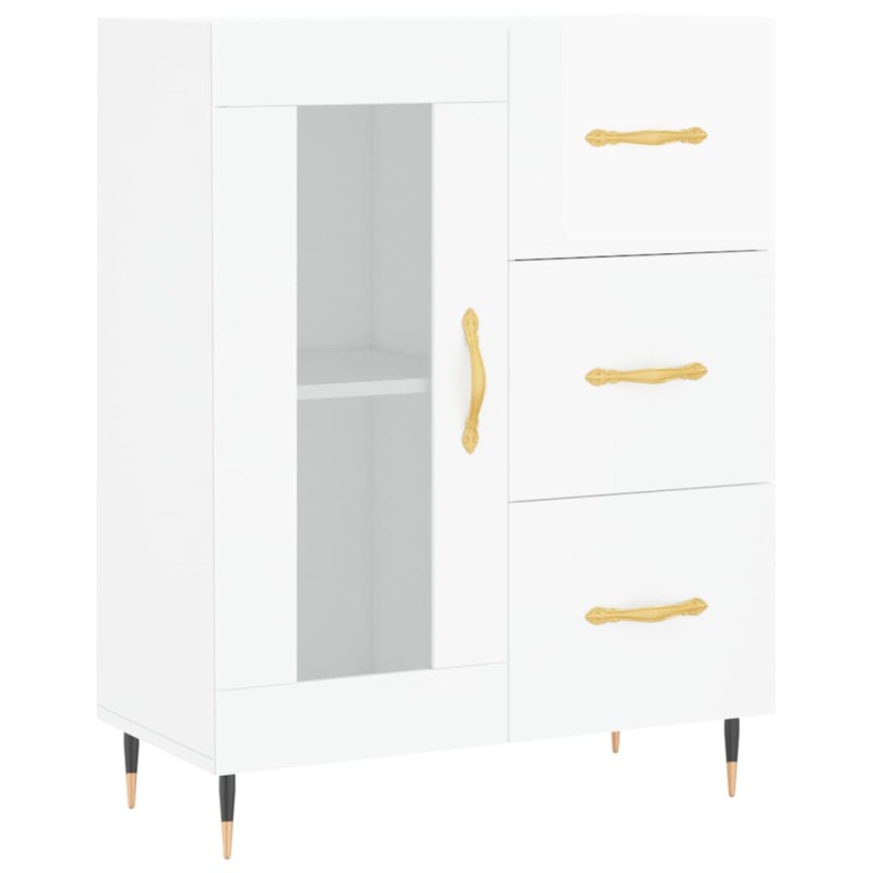 vidaXL Ντουλάπι Γυαλιστερό Λευκό 69,5x34x90 εκ. Επεξεργασμένο Ξύλο