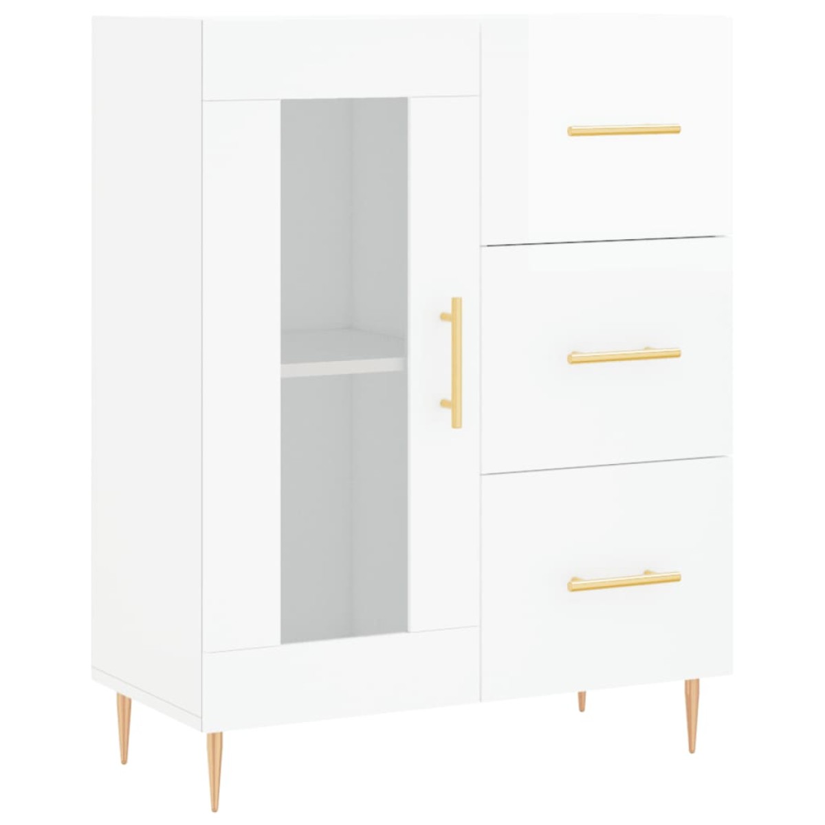 vidaXL Ντουλάπι Γυαλιστερό Λευκό 69,5x34x90 εκ. Επεξεργασμένο Ξύλο