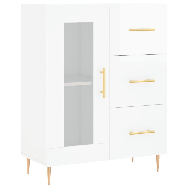 vidaXL Ντουλάπι Γυαλιστερό Λευκό 69,5x34x90 εκ. Επεξεργασμένο Ξύλο