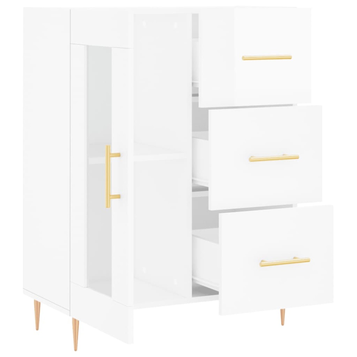 vidaXL Ντουλάπι Γυαλιστερό Λευκό 69,5x34x90 εκ. Επεξεργασμένο Ξύλο