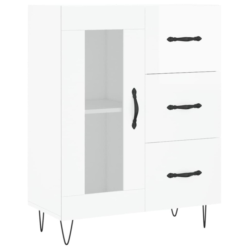 vidaXL Ντουλάπι Γυαλιστερό Λευκό 69,5x34x90 εκ. Επεξεργασμένο Ξύλο
