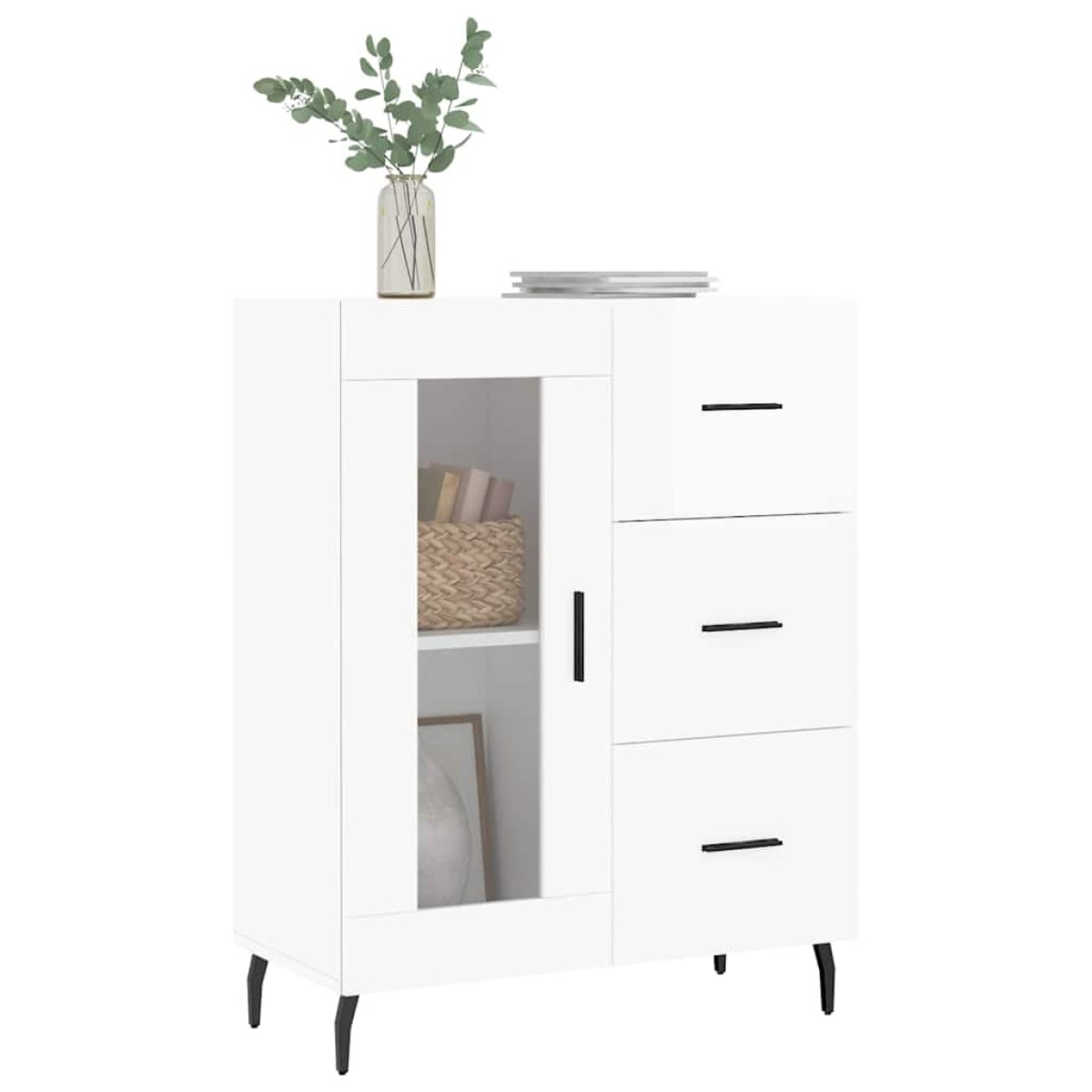 vidaXL Ντουλάπι Γυαλιστερό Λευκό 69,5x34x90 εκ. Επεξεργασμένο Ξύλο