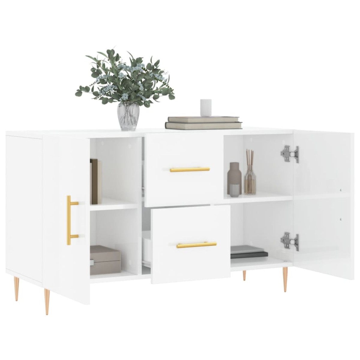 vidaXL Ντουλάπι Γυαλιστερό Λευκό 100 x 36 x60 εκ. Επεξεργασμένο Ξύλο