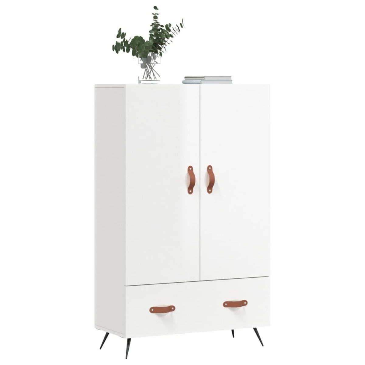 vidaXL Ντουλάπα Γυαλ. Λευκό 69,5 x 31 x 115 εκ. από Επεξεργασμένο Ξύλο