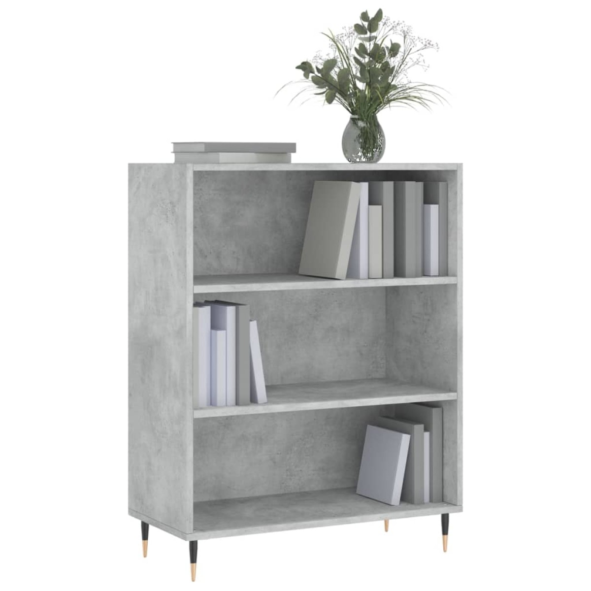 vidaXL Βιβλιοθήκη Γκρι Σκυροδέματος 69,5 x 32,5 x 90 εκ. Επεξεργ. Ξύλο
