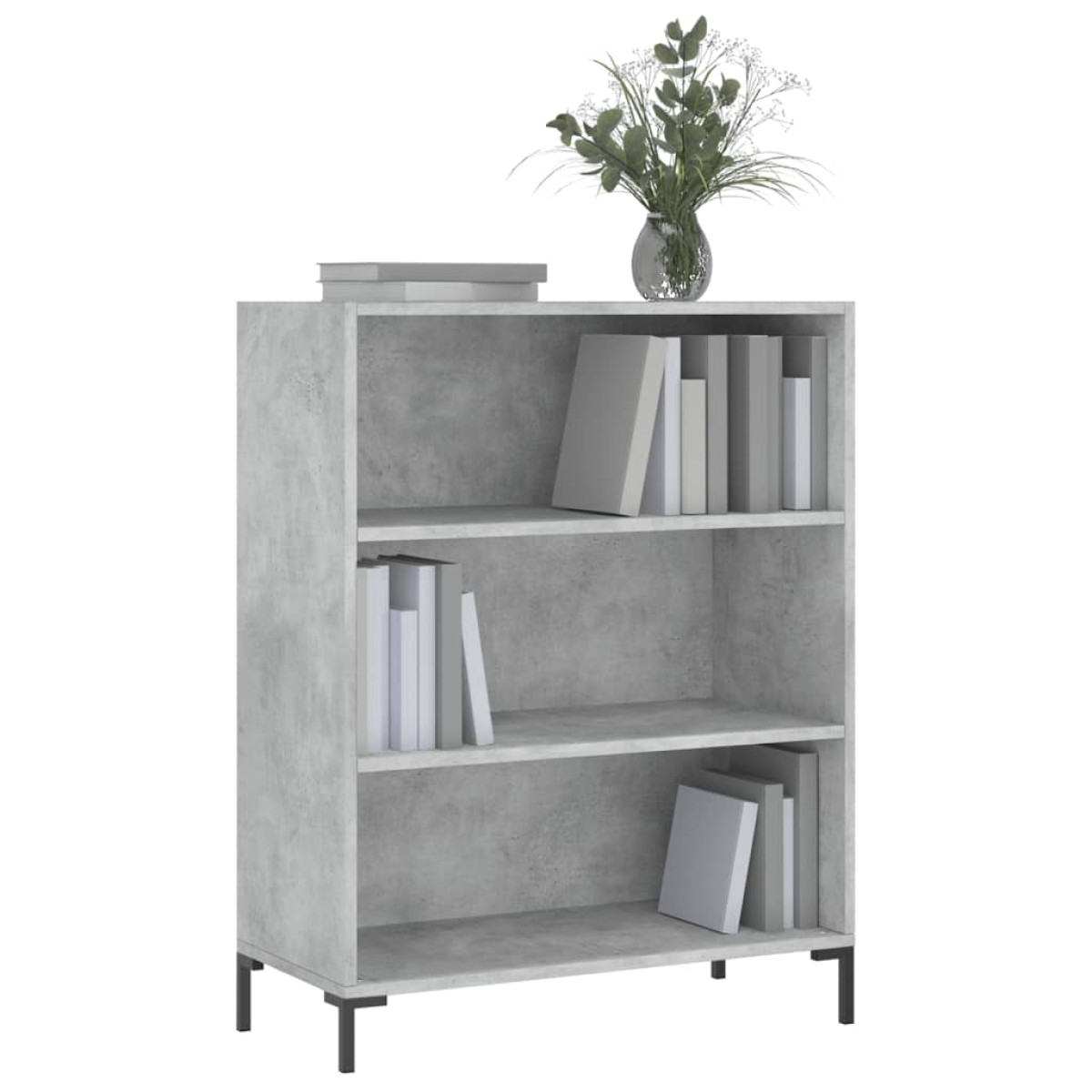 vidaXL Βιβλιοθήκη Γκρι Σκυροδέματος 69,5 x 32,5 x 90 εκ. Επεξεργ. Ξύλο