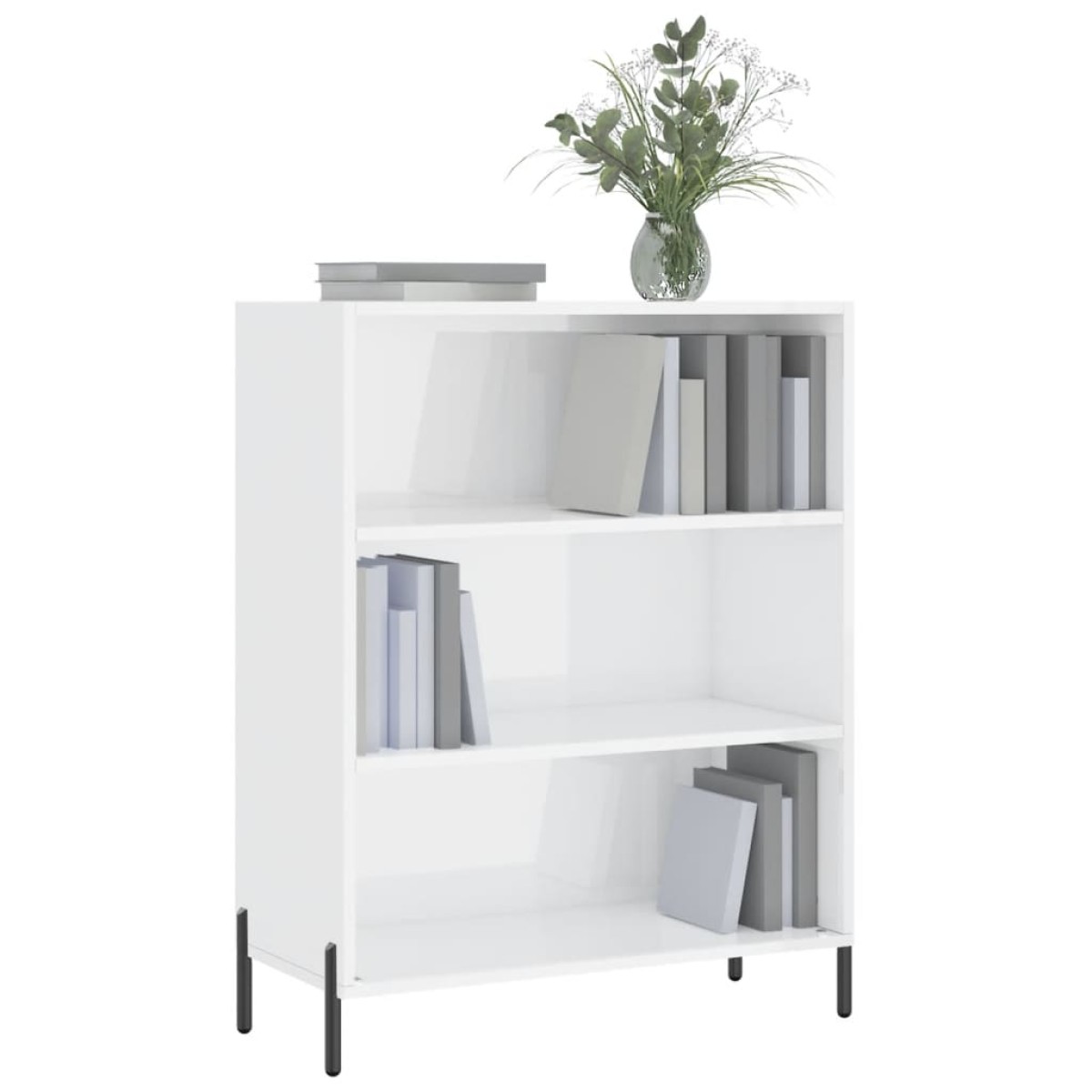 vidaXL Ραφιέρα Γυαλιστερό Λευκό 69,5 x 32,5 x 90 εκ. από Επεξεργ. Ξύλο