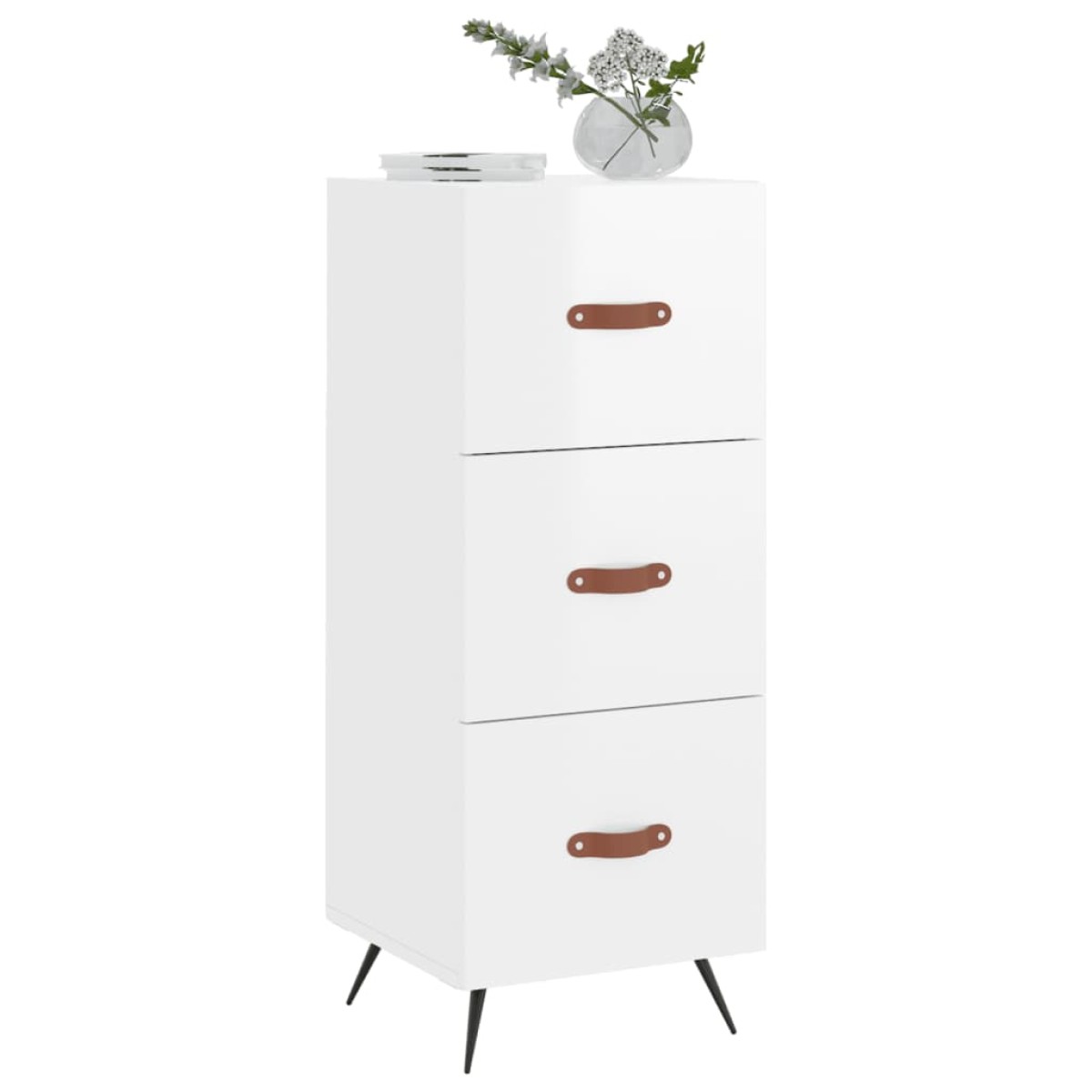 vidaXL Ντουλάπι Γυαλιστερό Λευκό 34,5x34x90 εκ. Επεξεργασμένο Ξύλο