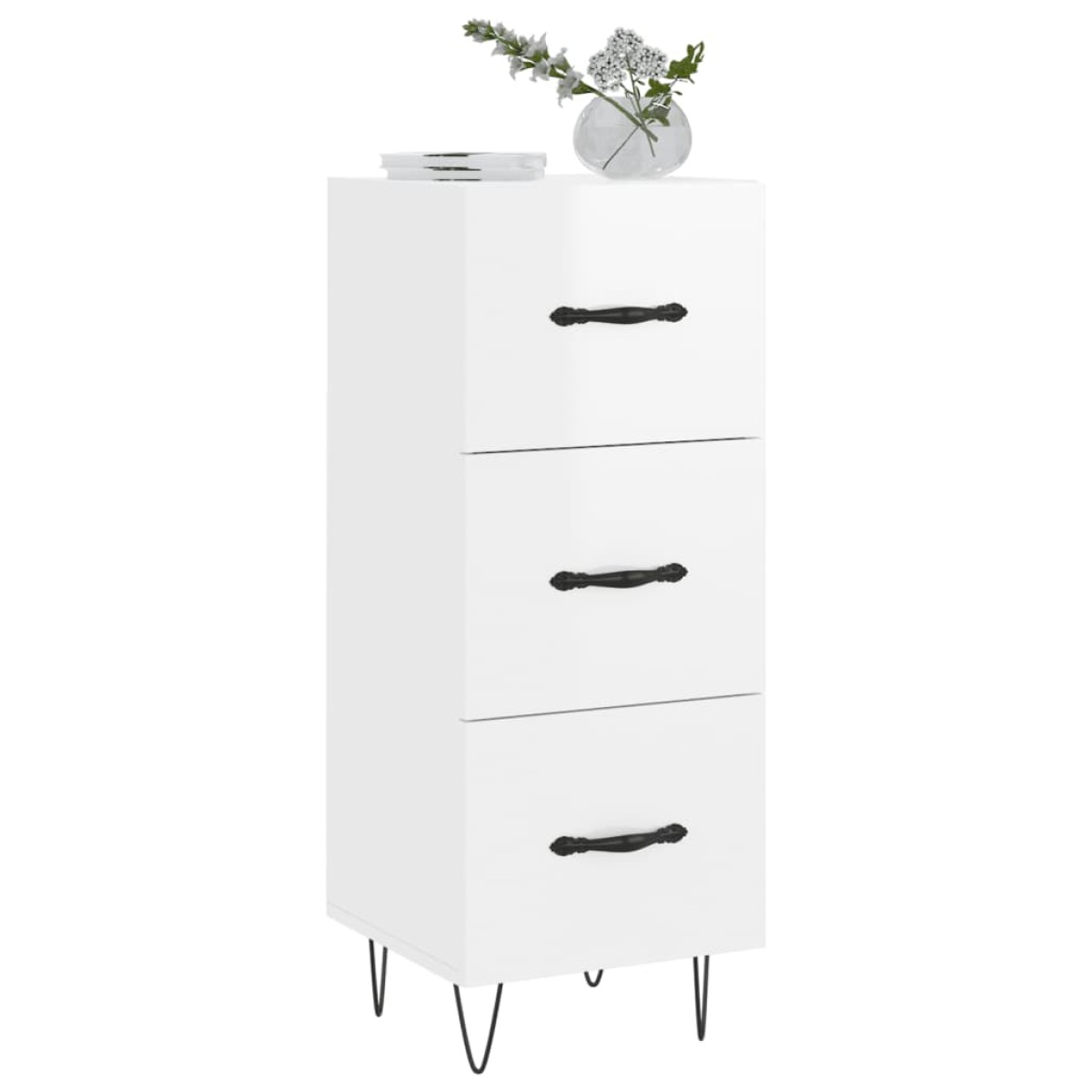 vidaXL Ντουλάπι Γυαλιστερό Λευκό 34,5x34x90 εκ. Επεξεργασμένο Ξύλο