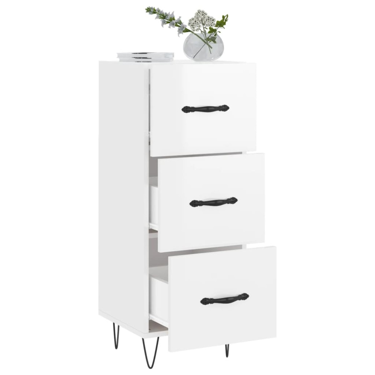 vidaXL Ντουλάπι Γυαλιστερό Λευκό 34,5x34x90 εκ. Επεξεργασμένο Ξύλο
