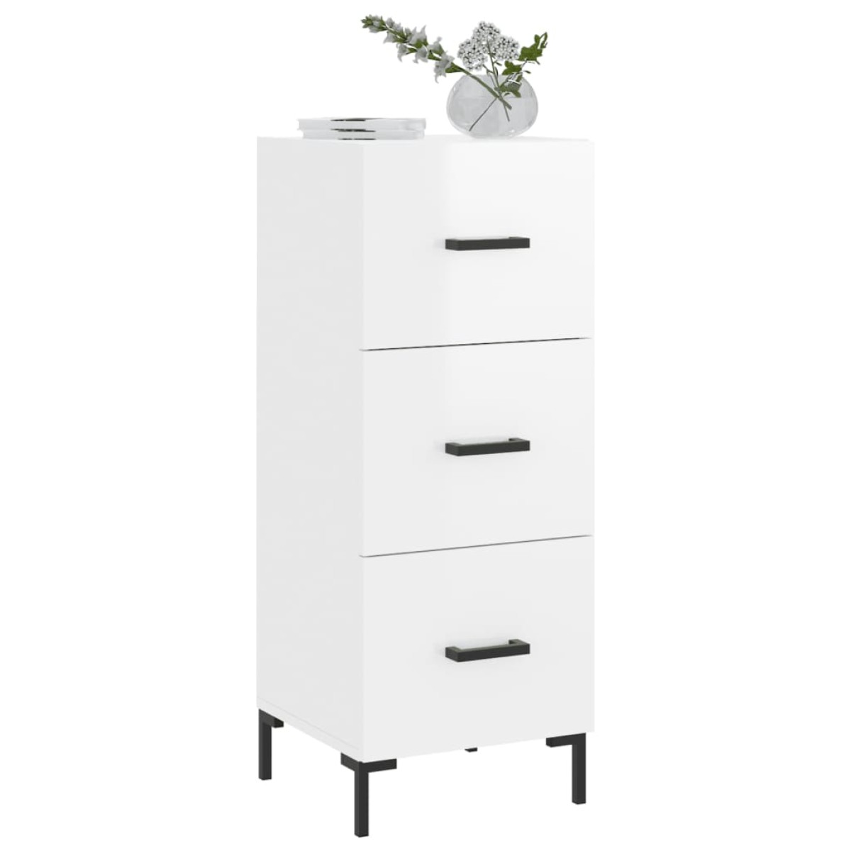 vidaXL Ντουλάπι Γυαλιστερό Λευκό 34,5x34x90 εκ. Επεξεργασμένο Ξύλο