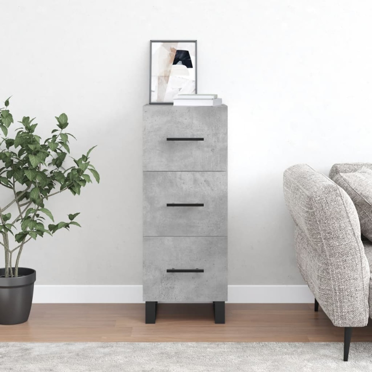 vidaXL Ντουλάπι Γκρι Σκυροδέματος 34,5x34x90 εκ. Επεξεργασμένο Ξύλο