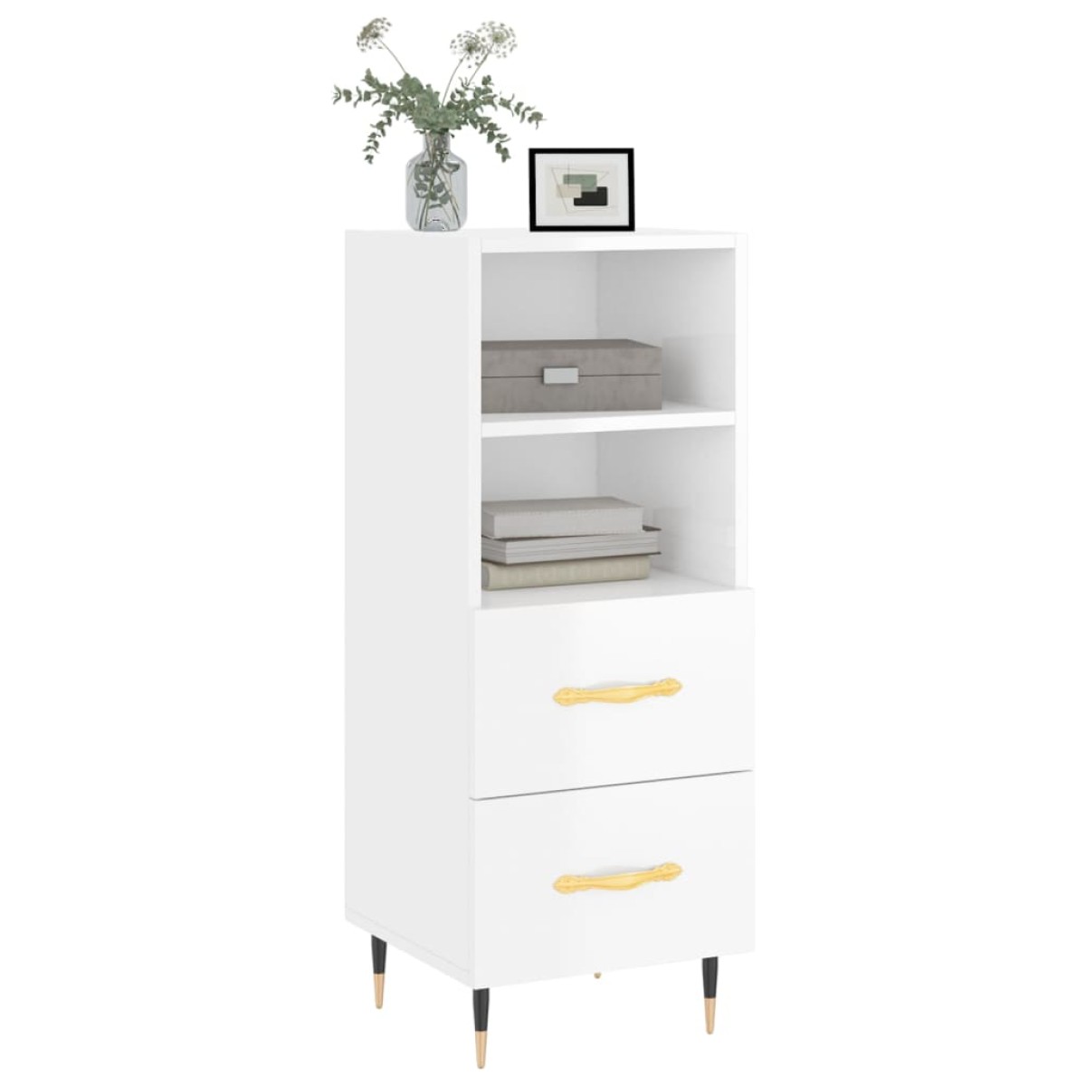 vidaXL Ντουλάπι Γυαλιστερό Λευκό 34,5x34x90 εκ. Επεξεργασμένο Ξύλο