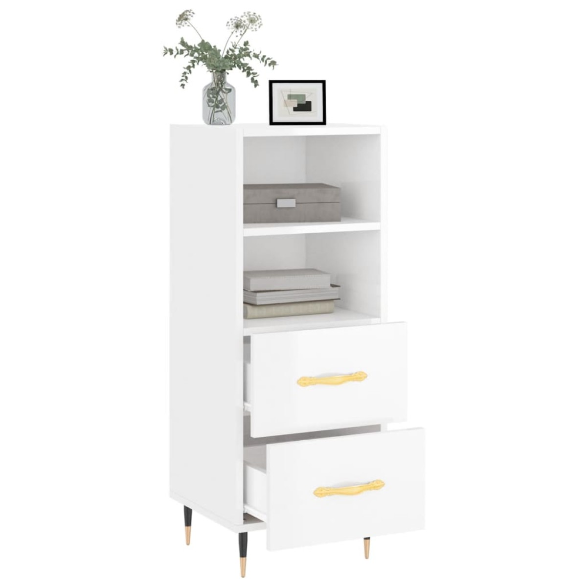 vidaXL Ντουλάπι Γυαλιστερό Λευκό 34,5x34x90 εκ. Επεξεργασμένο Ξύλο