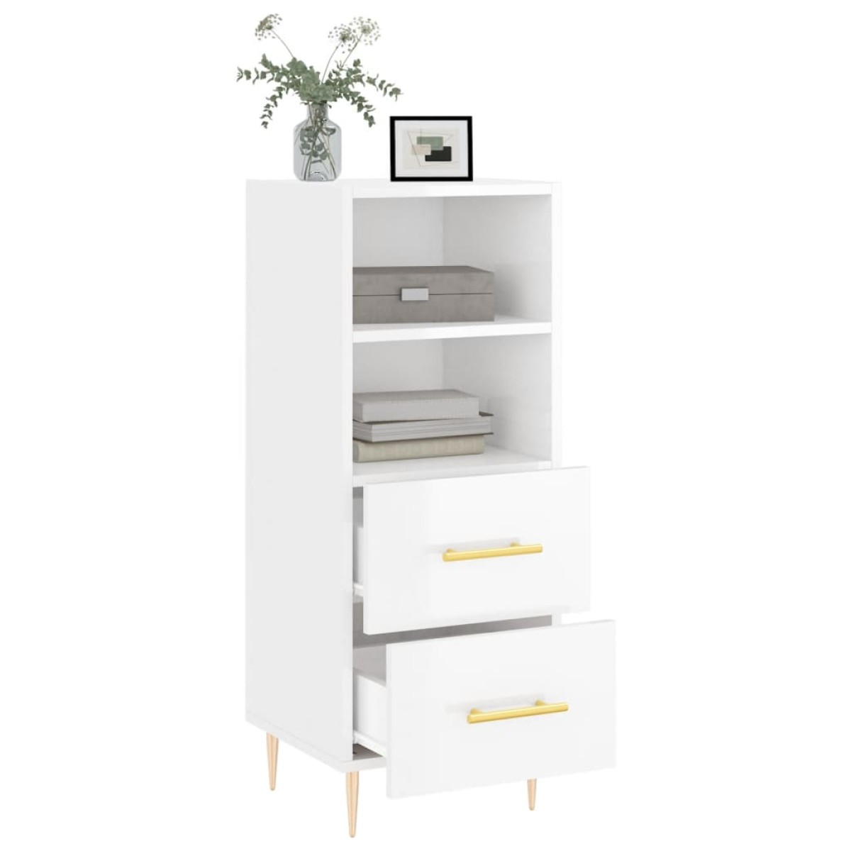 vidaXL Ντουλάπι Γυαλιστερό Λευκό 34,5x34x90 εκ. Επεξεργασμένο Ξύλο