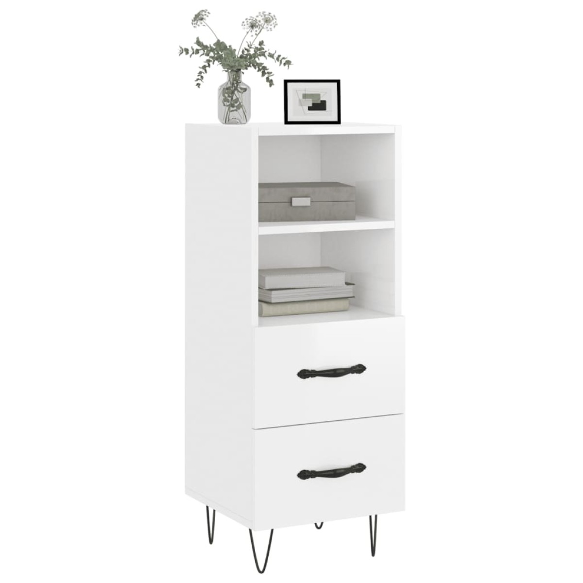 vidaXL Ντουλάπι Γυαλιστερό Λευκό 34,5x34x90 εκ. Επεξεργασμένο Ξύλο
