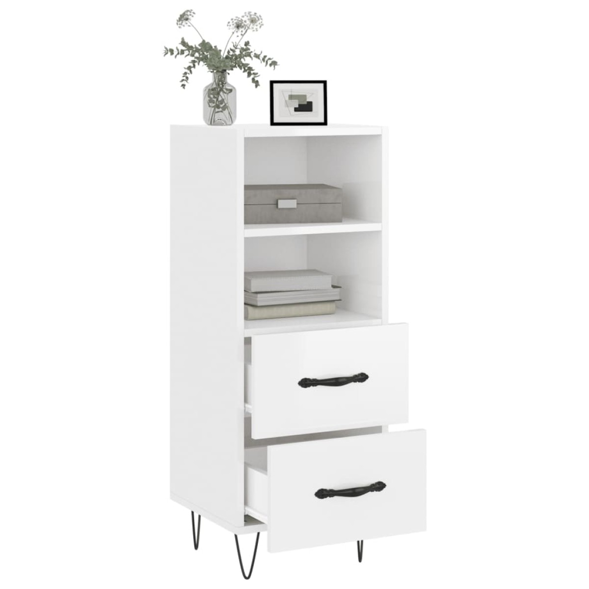 vidaXL Ντουλάπι Γυαλιστερό Λευκό 34,5x34x90 εκ. Επεξεργασμένο Ξύλο