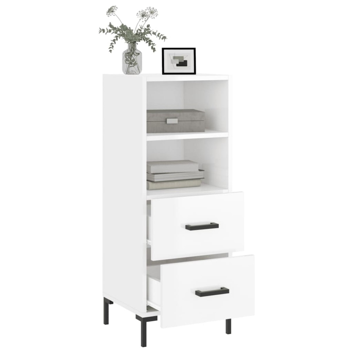 vidaXL Ντουλάπι Γυαλιστερό Λευκό 34,5x34x90 εκ. Επεξεργασμένο Ξύλο
