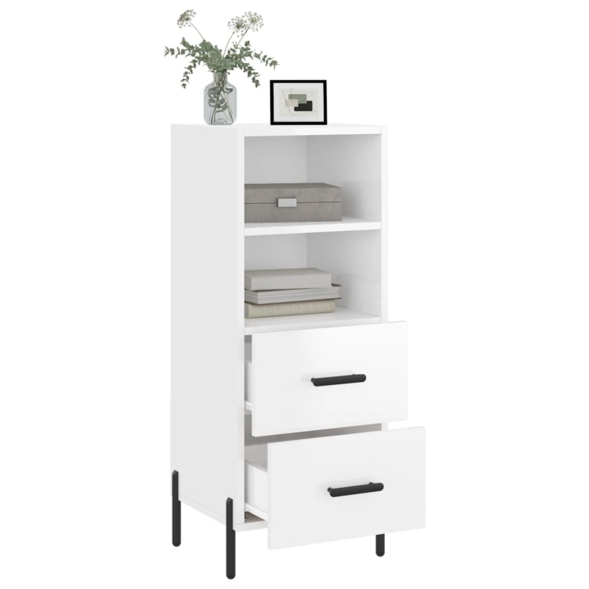 vidaXL Ντουλάπι Γυαλιστερό Λευκό 34,5x34x90 εκ. Επεξεργασμένο Ξύλο