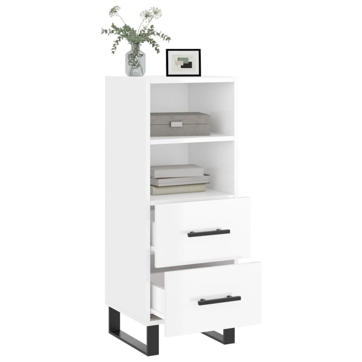vidaXL Ντουλάπι Γυαλιστερό Λευκό 34,5x34x90 εκ. Επεξεργασμένο Ξύλο