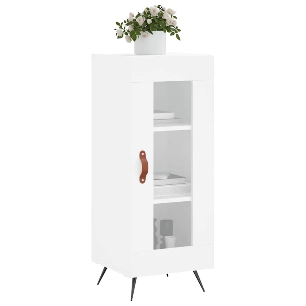 vidaXL Ντουλάπι Γυαλιστερό Λευκό 34,5x34x90 εκ. Επεξεργασμένο Ξύλο