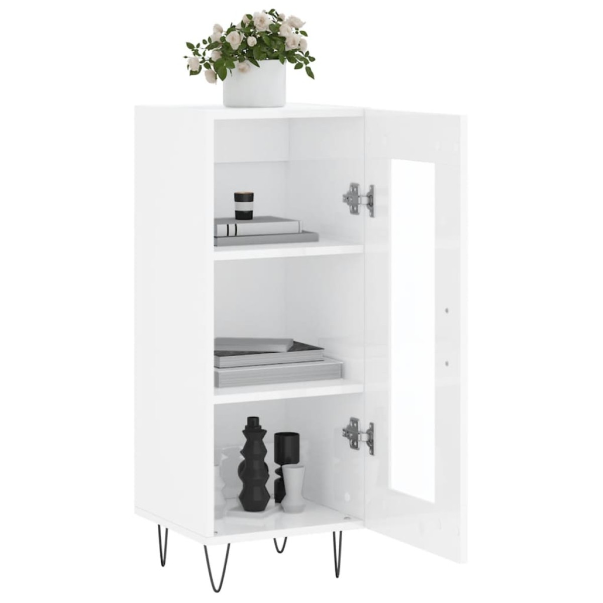 vidaXL Ντουλάπι Γυαλιστερό Λευκό 34,5x34x90 εκ. Επεξεργασμένο Ξύλο