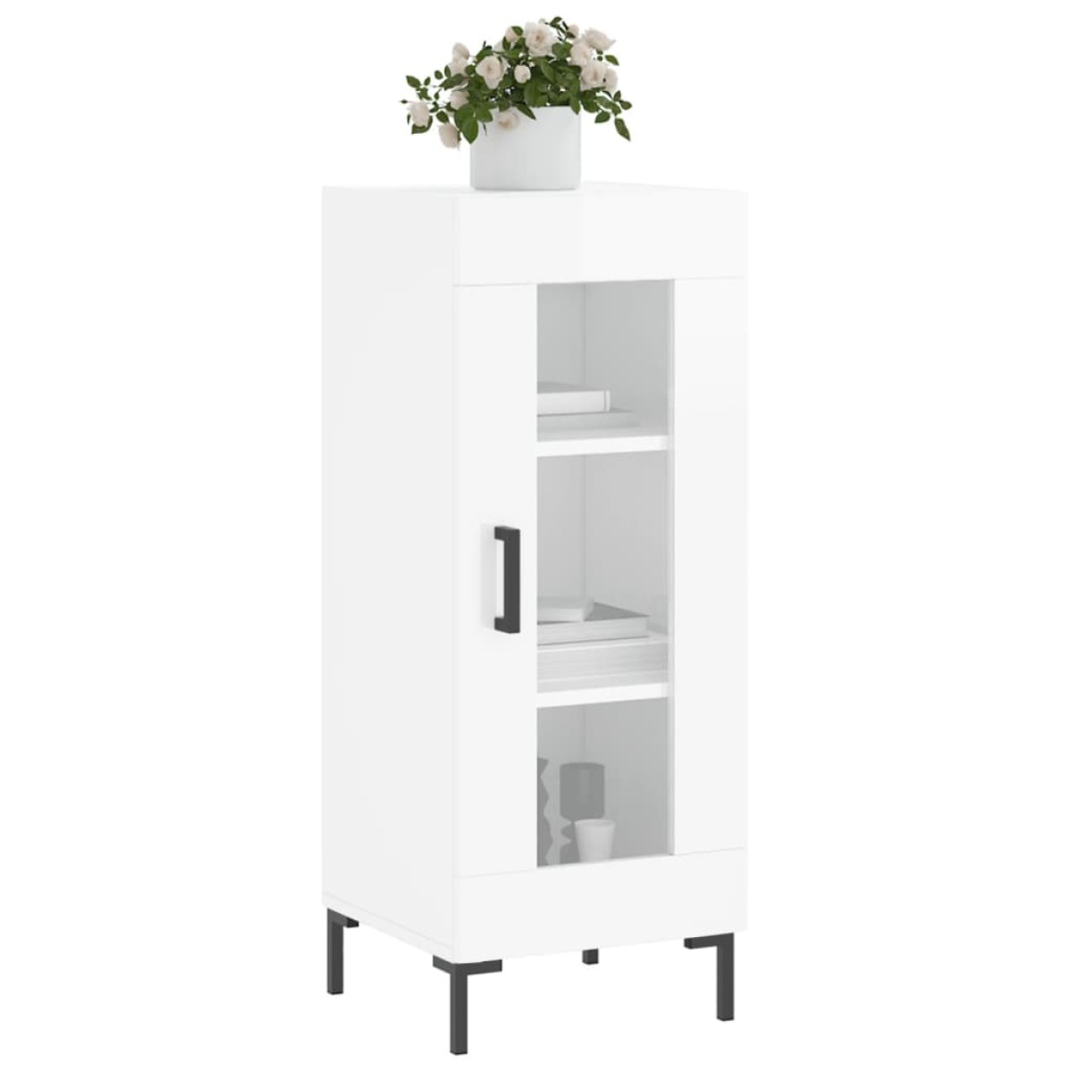 vidaXL Ντουλάπι Γυαλιστερό Λευκό 34,5x34x90 εκ. Επεξεργασμένο Ξύλο