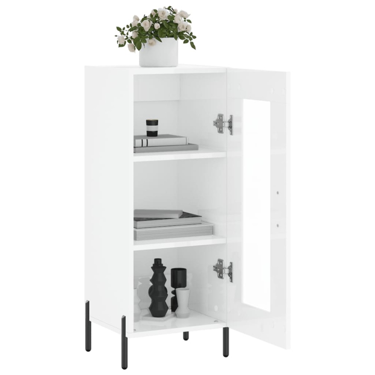 vidaXL Ντουλάπι Γυαλιστερό Λευκό 34,5x34x90 εκ. Επεξεργασμένο Ξύλο