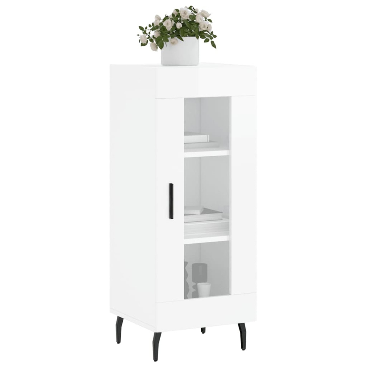 vidaXL Ντουλάπι Γυαλιστερό Λευκό 34,5x34x90 εκ. Επεξεργασμένο Ξύλο