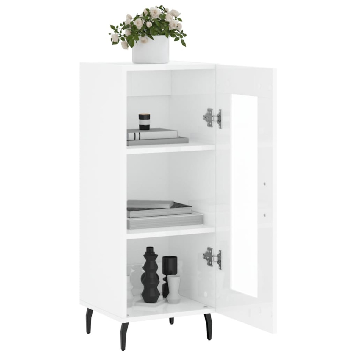 vidaXL Ντουλάπι Γυαλιστερό Λευκό 34,5x34x90 εκ. Επεξεργασμένο Ξύλο