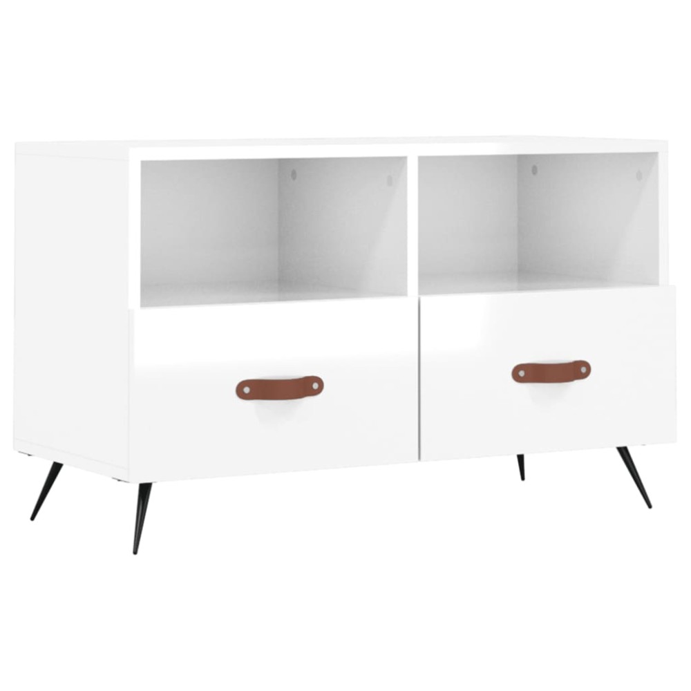 vidaXL Έπιπλο Τηλεόρασης Γυαλ. Λευκό 80x36x50 εκ. Επεξεργασμένο Ξύλο