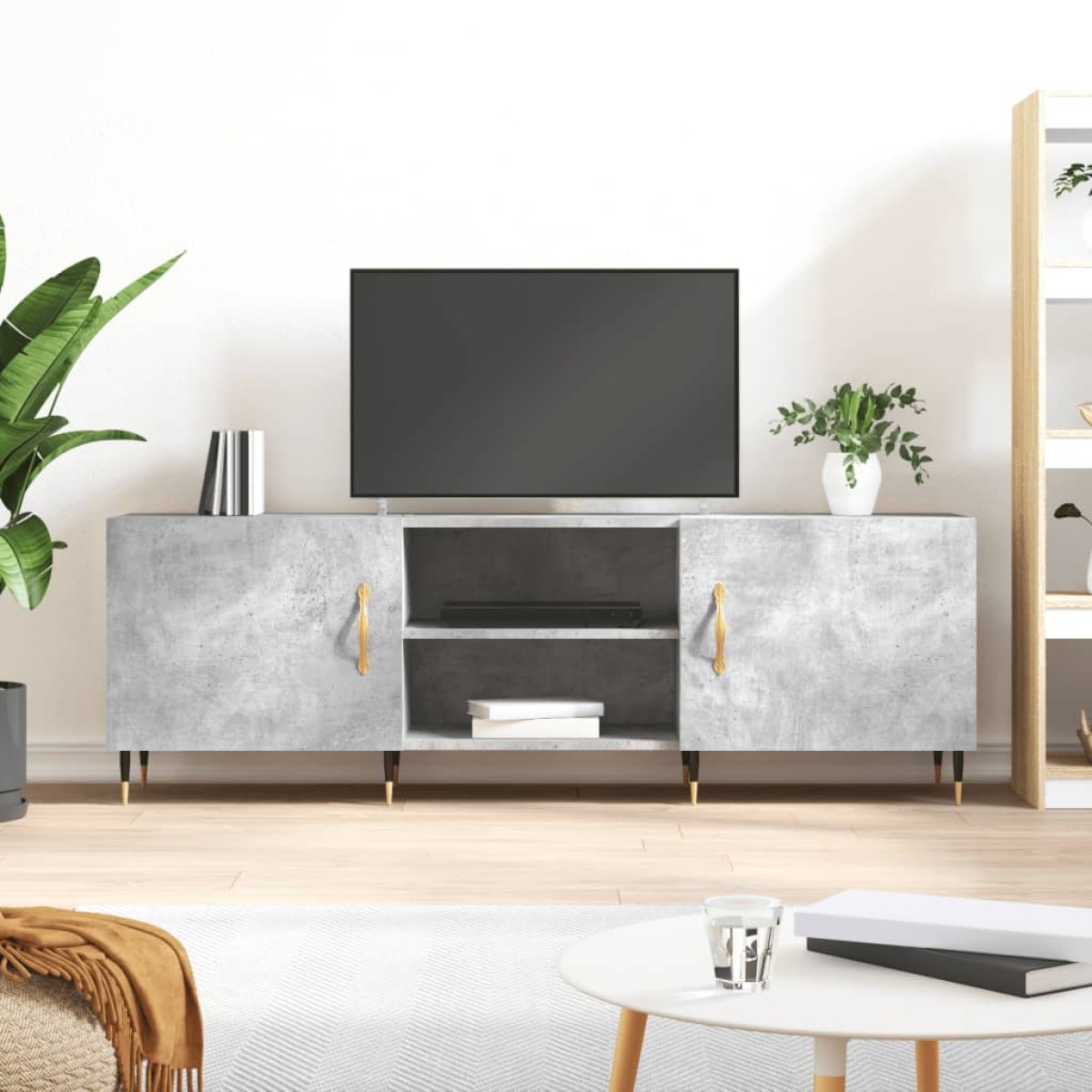 vidaXL Έπιπλο Τηλεόρασης Γκρι Σκυροδέματος 150x30x50 εκ. Επεξ. Ξύλο