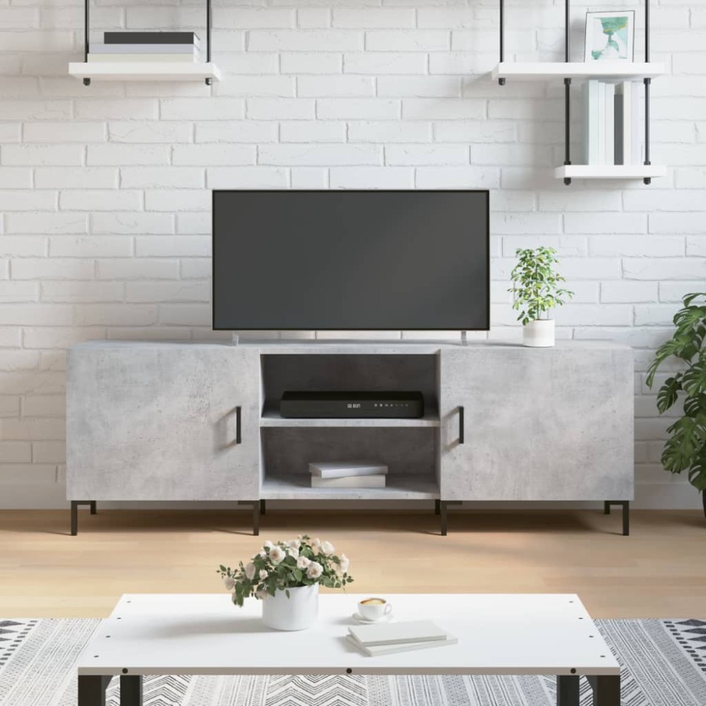 vidaXL Έπιπλο Τηλεόρασης Γκρι Σκυροδέματος 150x30x50 εκ. Επεξ. Ξύλο