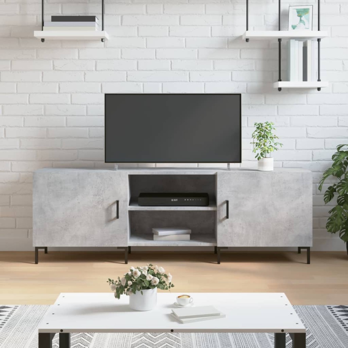 vidaXL Έπιπλο Τηλεόρασης Γκρι Σκυροδέματος 150x30x50 εκ. Επεξ. Ξύλο