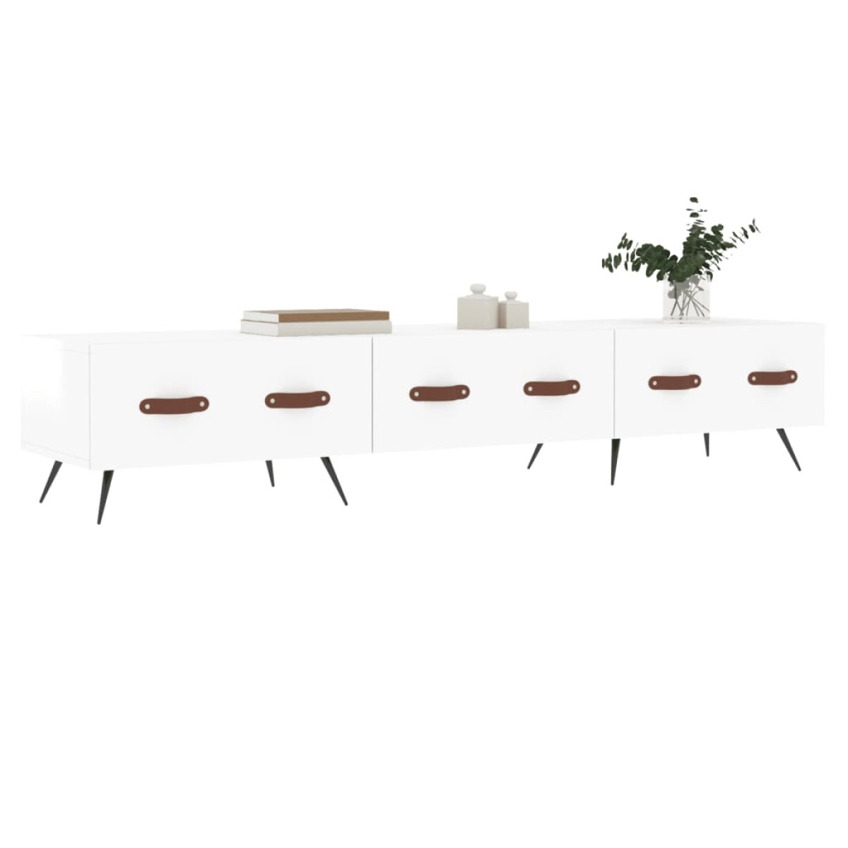 vidaXL Έπιπλο Τηλεόρασης Γυαλ. Λευκό 150x36x30 εκ. Επεξεργασμένο Ξύλο