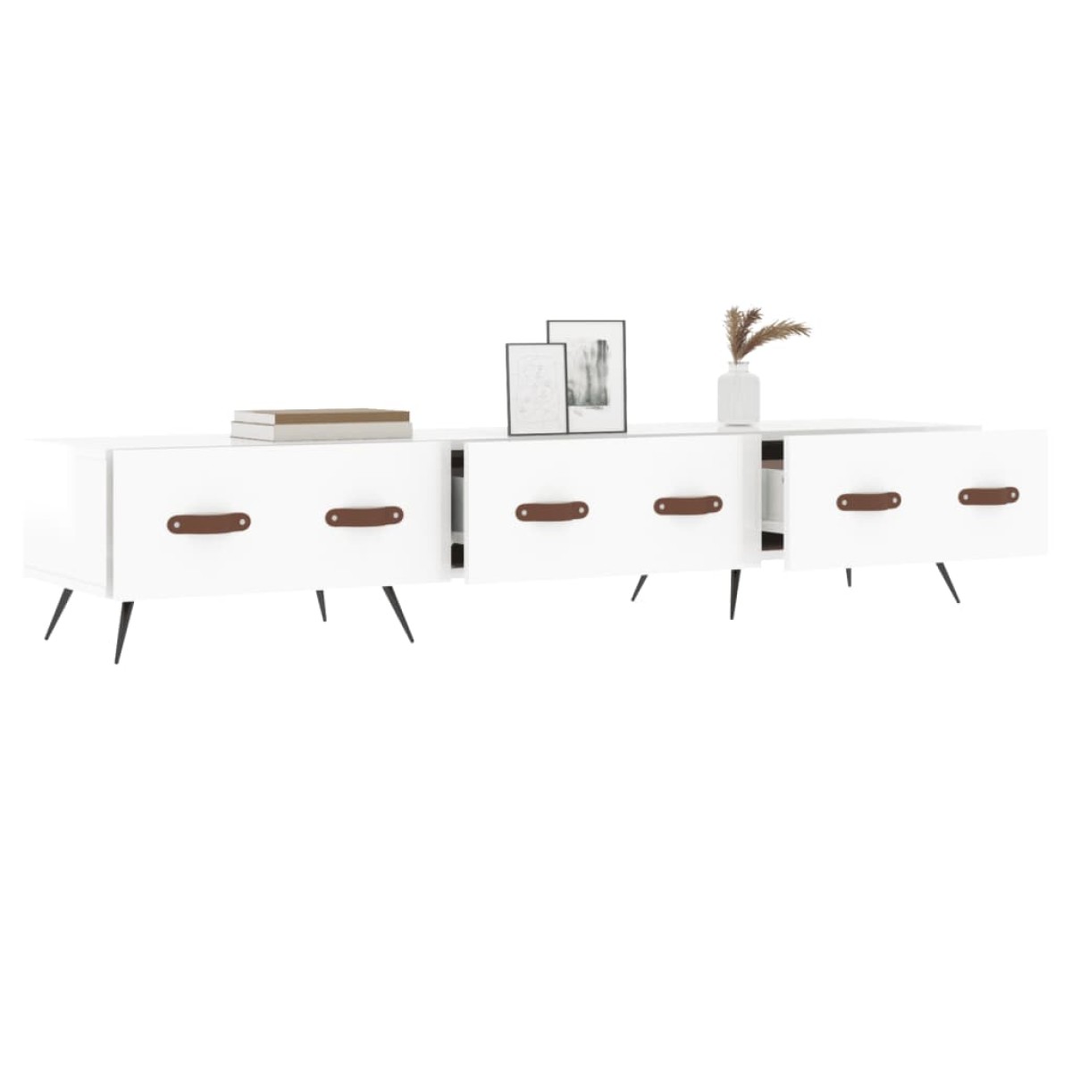 vidaXL Έπιπλο Τηλεόρασης Γυαλ. Λευκό 150x36x30 εκ. Επεξεργασμένο Ξύλο