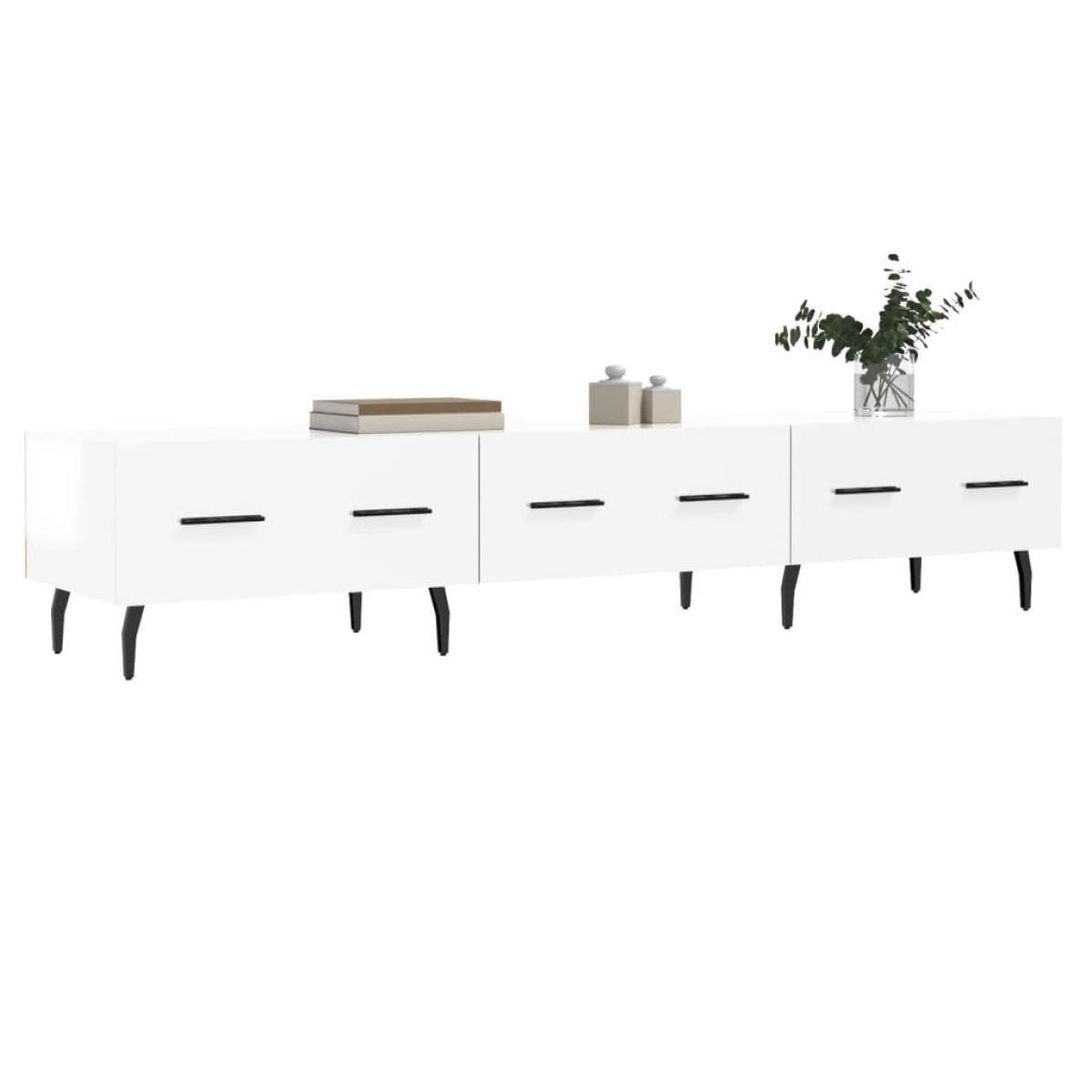vidaXL Έπιπλο Τηλεόρασης Γυαλ. Λευκό 150x36x30 εκ. Επεξεργασμένο Ξύλο