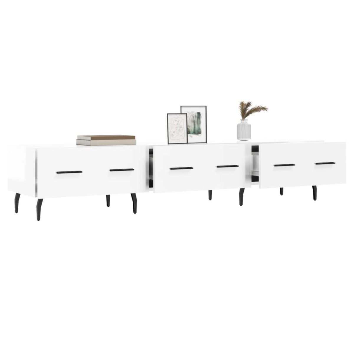 vidaXL Έπιπλο Τηλεόρασης Γυαλ. Λευκό 150x36x30 εκ. Επεξεργασμένο Ξύλο