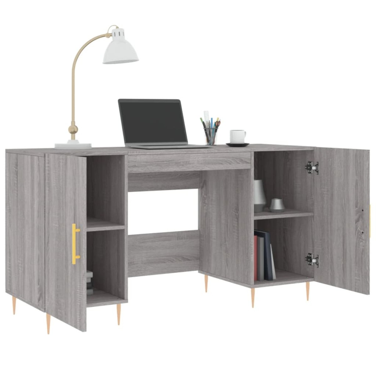 vidaXL Γραφείο Γκρι Sonoma 140 x 50 x 75 εκ. από Επεξεργασμένο Ξύλο