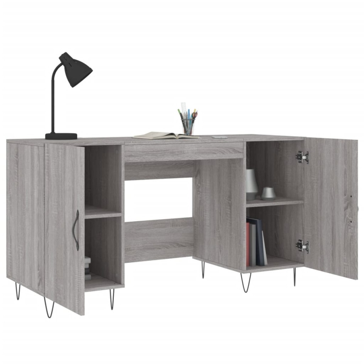 vidaXL Γραφείο Γκρι Sonoma 140 x 50 x 75 εκ. από Επεξεργασμένο Ξύλο