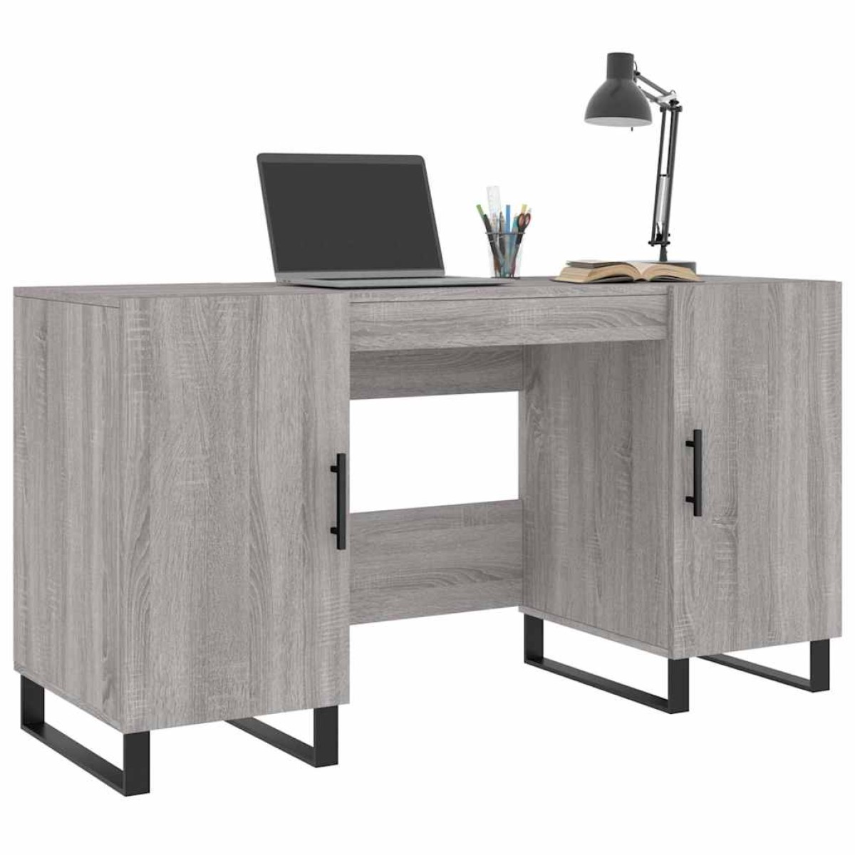 vidaXL Γραφείο Γκρι Sonoma 140 x 50 x 75 εκ. από Επεξεργασμένο Ξύλο